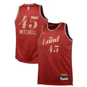 Fascinante Trendy Magnifico Donovan Mitchell Cleveland Cavaliers Nike Youth Swingman Replica Jersey City Edition Wine  per i Fan Veri