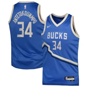 Ottimo Giannis Antetokounmpo Milwaukee Bucks Nike Youth 2024/25 Swingman Player Jersey City Edition Royal  per i Fan Veri