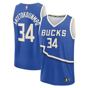 Versatile Accattivante Elegante Giannis Antetokounmpo Milwaukee Bucks Youth 2024/25 Fast Break Player Jersey City Edition Royal  per i Fan Veri