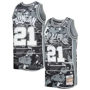 Attraente Tim Duncan San Antonio Spurs 1998/99 Hardwood Classics Lunar New Year Swingman Jersey Silver  per i Fan Veri