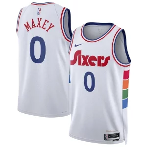 Meraviglioso Raffinato Tyrese Maxey Philadelphia 76ers Nike Unisex 2024/25 Swingman Player Jersey City Edition White  per i Fan Veri