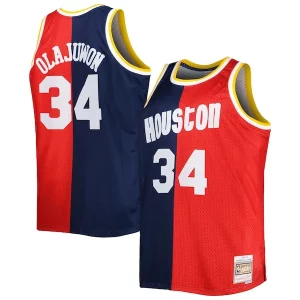 Pratico Prestigioso Hakeem Olajuwon Houston Rockets Big & Tall Hardwood Classics 1993/94 Split Swingman Jersey Navy/Red  per i Fan Veri