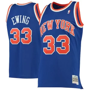 Accattivante Moderno Patrick Ewing New York Knicks 1991/92 Hardwood Classics Swingman Jersey Blue  per i Fan Veri