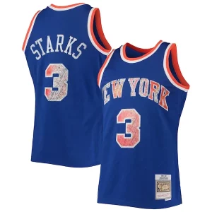 Fascinante John Starks New York Knicks 1991/92 Hardwood Classics NBA 75th Anniversary Diamond Swingman Jersey Blue  per i Fan Veri