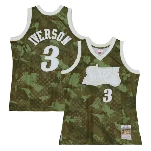 Trendy Allen Iverson Philadelphia 76ers Hardwood Classics 1997/98 Ghost Green Swingman Jersey Camo  per i Fan Veri