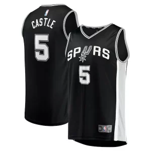 Gorgeous Delizioso Stephon Castle San Antonio Spurs 2024 NBA Draft Fast Break Player Jersey Icon Edition Black  per i Fan Veri