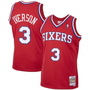 Lussuoso Fascinante Allen Iverson Philadelphia 76ers 2001/02 Hardwood Classics Swingman Jersey Red/White  per i Fan Veri