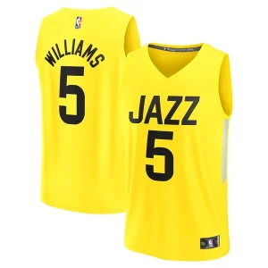 Eccezionale Cody Williams Utah Jazz 2024 NBA Draft Fast Break Player Jersey Icon Edition Yellow  per i Fan Veri