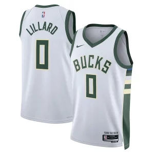 Accattivante Cool Damian Lillard Milwaukee Bucks Nike Unisex Fear The Deer Swingman Player Jersey Association Edition White  per i Fan Veri