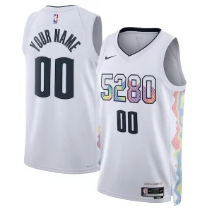 Resistente Comodo Duraturo Denver Nuggets Nike Unisex 2024/25 Custom Swingman Jersey City Edition White  per i Fan Veri