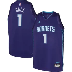 Fantastico Ottimo Magnifico LaMelo Ball Charlotte Hornets Jordan Brand Youth Swingman Jersey Statement Edition Purple  per i Fan Veri