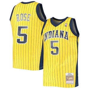 Meraviglioso Stupendo Jalen Rose Indiana Pacers 1999/00 Hardwood Classics Swingman Jersey Gold  per i Fan Veri