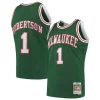 Stupendo Prestigioso Ottimo Oscar Robertson Milwaukee Bucks 1971/72 Hardwood Classics Swingman Jersey Green per i Fan Veri