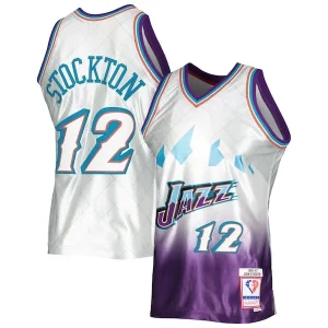 Bellissimo Moderno John Stockton Utah Jazz 1996/97 Hardwood Classics 75th Anniversary Swingman Jersey Platinum  per i Fan Veri