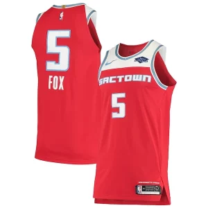 Accattivante Lussuoso De'Aaron Fox Sacramento Kings Nike Authentic Badge Jersey City Edition Red  per i Fan Veri