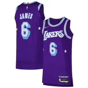 Trendy Cool Stupendo LeBron James Los Angeles Lakers Nike Authentic Player Jersey City Edition Purple  per i Fan Veri