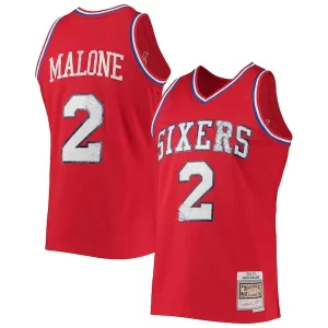 Robusto Elegante Accattivante Moses Malone Philadelphia 76ers 1982/83 Hardwood Classics NBA 75th Anniversary Diamond Swingman Jersey Red  per i Fan Veri