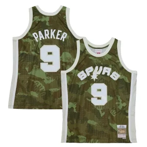 Moderno Carino Delizioso Tony Parker San Antonio Spurs Hardwood Classics 2000/01 Ghost Green Swingman Jersey Camo  per i Fan Veri