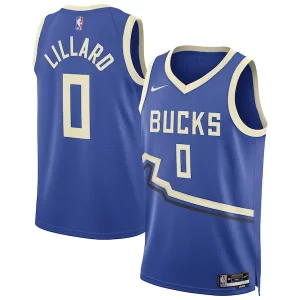 Fascinante Bellissimo Sofisticato Damian Lillard Milwaukee Bucks Nike Unisex 2024/25 Swingman Player Jersey City Edition Royal  per i Fan Veri