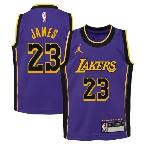 Bellissimo Ottimo Delizioso LeBron James Los Angeles Lakers Jordan Brand Preschool 2022/23 Dri FIT Replica Jersey Statement Edition Purple  per i Fan Veri