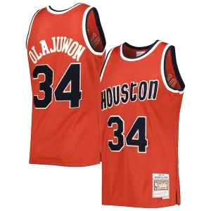 Moderno Hakeem Olajuwon Houston Rockets 1993/94 Hardwood Classics Off Court Swingman Jersey Red  per i Fan Veri