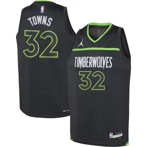Lussuoso Karl Anthony Towns Minnesota Timberwolves Jordan Brand Youth Swingman Jersey Statement Edition Black  per i Fan Veri
