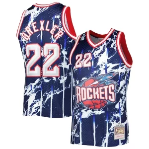 Prestigioso Clyde Drexler Houston Rockets 1996/97 Hardwood Classics Marble Swingman Jersey Navy  per i Fan Veri