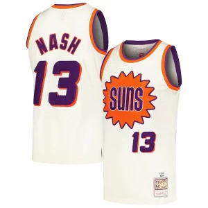 Eccezionale Prestigioso Ottimo Steve Nash Phoenix Suns Chainstitch Swingman Jersey Cream  per i Fan Veri
