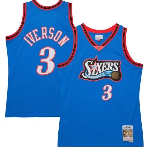 Magnifico Fascinante Allen Iverson Philadelphia 76ers Hardwood Classics 1997/98 Tropical Swingman Jersey Royal  per i Fan Veri