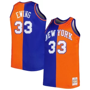 Trendy Patrick Ewing New York Knicks Big & Tall Hardwood Classics 1991/92 Split Swingman Jersey Blue/Orange  per i Fan Veri