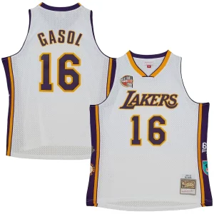 Classico Pau Gasol Los Angeles Lakers Unisex Hall of Fame Class of 2023 Throwback Swingman Jersey White  per i Fan Veri