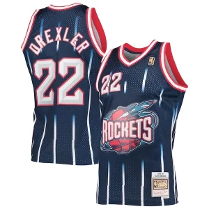Resistente Clyde Drexler Houston Rockets 1996/97 Hardwood Classics Swingman Jersey Navy  per i Fan Veri