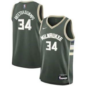 Resistente Duraturo Giannis Antetokounmpo Milwaukee Bucks Nike Youth Swingman Jersey Icon Edition Hunter Green  per i Fan Veri