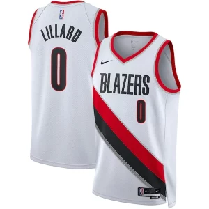 Eccezionale Trendy Moderno Damian Lillard Portland Trail Blazers Nike Unisex Swingman Jersey Association Edition White/Black  per i Fan Veri