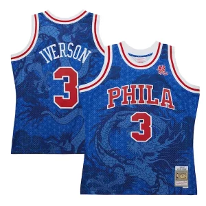 Pratico Delizioso Allen Iverson Philadelphia 76ers 1996/97 Hardwood Classics Asian Heritage 6.0 Swingman Throwback Player Jersey Royal  per i Fan Veri