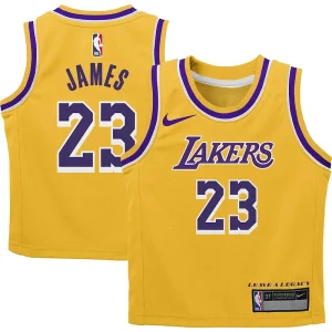 Stupendo LeBron James Los Angeles Lakers Nike Preschool Dri FIT Swingman Player Jersey Icon Edition Gold  per i Fan Veri
