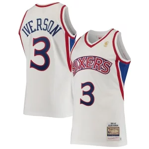 Robusto Allen Iverson Philadelphia 76ers 1996/97 Hardwood Classics Authentic Jersey White  per i Fan Veri