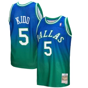 Incantevole Moderno Stupendo Jason Kidd Dallas Mavericks 1994/95 Hardwood Classics Fadeaway Swingman Player Jersey Green/Navy  per i Fan Veri