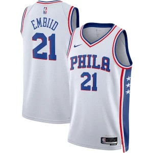 Gorgeous Trendy Joel Embiid Philadelphia 76ers Nike Unisex Swingman Jersey Association Edition White/Royal  per i Fan Veri