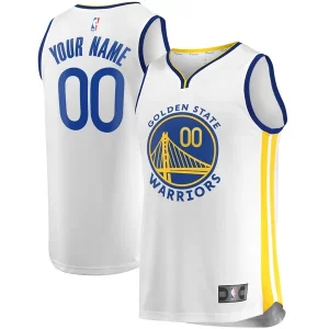 Prestigioso Golden State Warriors Fast Break Custom Replica Jersey White Association Edition/Royal  per i Fan Veri