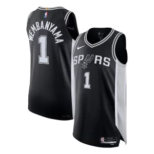 Eccezionale Meraviglioso Incantevole Victor Wembanyama San Antonio Spurs Nike Authentic Jersey Icon Edition Black  per i Fan Veri