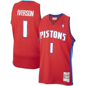 Resistente Allen Iverson Detroit Pistons 2008/09 Hardwood Classics Swingman Jersey Red  per i Fan Veri