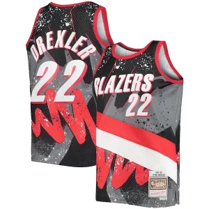 Moderno Gorgeous Resistente Clyde Drexler Portland Trail Blazers Hardwood Classics 1991/92 Hyper Hoops Swingman Jersey Black  per i Fan Veri