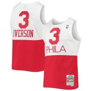 Moderno Allen Iverson Philadelphia 76ers 2003/2004 Hardwood Classics Swingman Jersey White/Red  per i Fan Veri