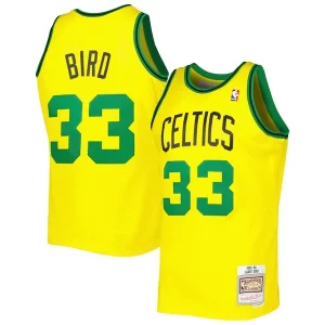 Accattivante Pratico Larry Bird Boston Celtics 1985 86 Hardwood Classics Reload 3.0 Swingman Jersey Gold  per i Fan Veri