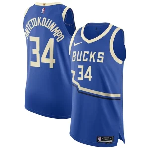 Trendy Duraturo Giannis Antetokounmpo Milwaukee Bucks Nike 2024/25 Authentic Player Jersey City Edition Royal  per i Fan Veri