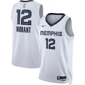 Classico Ja Morant Memphis Grizzlies Nike Unisex Swingman Jersey Association Edition White/Navy  per i Fan Veri