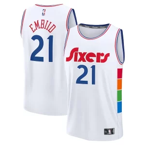 Accattivante Duraturo Stupendo Joel Embiid Philadelphia 76ers 2024/25 Fast Break Player Jersey City Edition White  per i Fan Veri