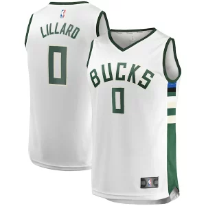 Lussuoso Versatile Damian Lillard Milwaukee Bucks Youth Fast Break Player Jersey Association Edition White  per i Fan Veri