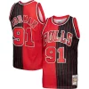 Meraviglioso Eccezionale Dennis Rodman Chicago Bulls Big & Tall Hardwood Classics 1995/96 Split Swingman Jersey Red/Black  per i Fan Veri